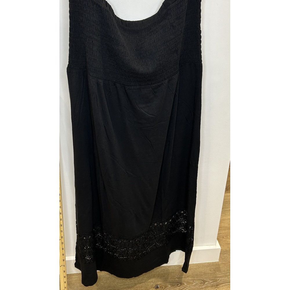 Belle Beach by Kim Gravel Smocked Cover-Up Maxi Dress Size XL P Black‎ Strapless